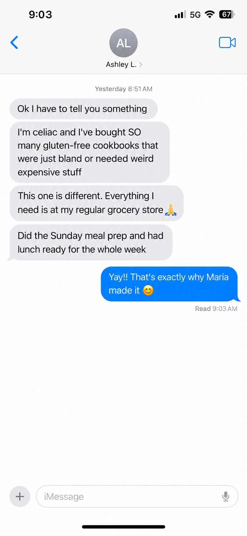 Customer message